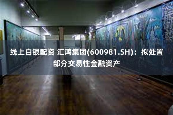 线上白银配资 汇鸿集团(600981.SH)：拟处置部分交易性金融资产