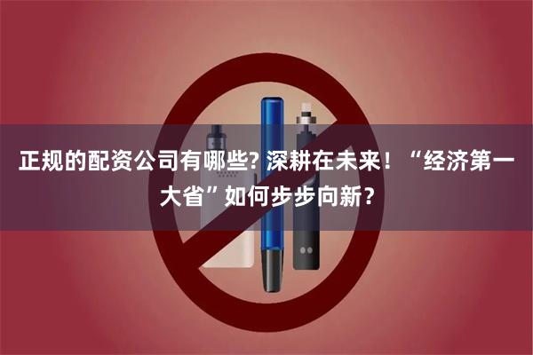 正规的配资公司有哪些? 深耕在未来！“经济第一大省”如何步步向新？