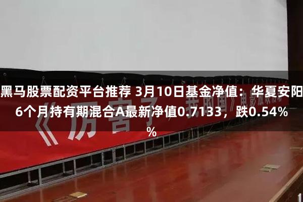 黑马股票配资平台推荐 3月10日基金净值：华夏安阳6个月持有期混合A最新净值0.7133，跌0.54%